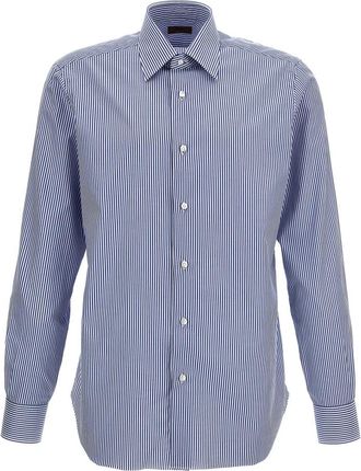 Barba Journey Gestreept Katoenen Overhemd - Heren - Casual Overhemden - Blauw - 4XL - Katoen - Overhemden