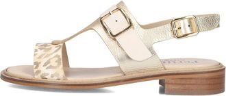 Pertini Schoenen, Dames, Geel, 38 1/2 EU, Linnen, Gouden Leren Sandalen Stijlvol Comfort