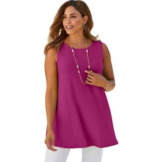 Jessica London Stretch Knit Sleeveless Swing Tunic in Raspberry at Nordstrom, Size 28