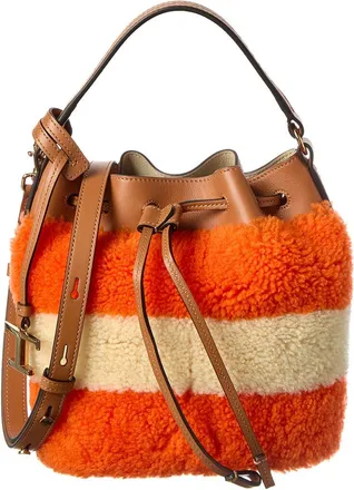 Tod's Tods Logo Fleece & Leather Bucket Bag