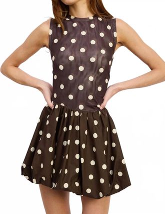 En Saison Lainey Mixed Media Mini Dress In Brown Ivory