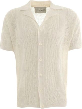 Amaranto Amar&aacute;nto, Tops, Heren, Beige, M, Linnen, Linnen Blend Shirt
