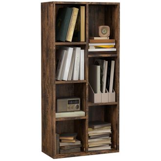 HOMCOM Homcom - Estanter&iacute;a Para Libros Librer&iacute;a De Madera Con 7 Compartimentos De Almacenaje Plantas Archivos Para Sala De Estar Dormitorio 50x24x106cm Marr&oacute;
