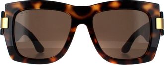 Gucci Vierkant Dames Donker Havana met Goudbruin GG1688S