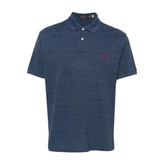 Polo Ralph Lauren Blue Piqu&eacute; Weave Polo T-shirt - male - Polo Ralph Lauren - Polo Shirts - Blue - XL - Tops