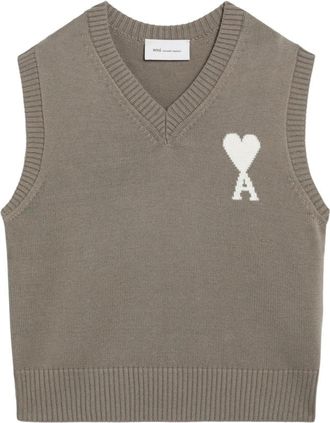 Ami Ami de Coeur V-hals trui - Heren - Truien - Beige - Maat: XS Katoen
