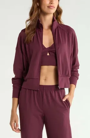 Zella Zen Track Jacket in Burgundy Stem at Nordstrom, Size X-Small