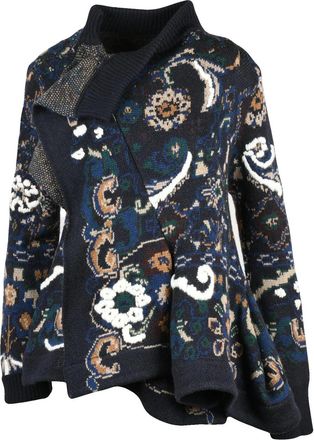 sacai Multicolor Asymmetrical Hemline Wool Zip Cardigan
