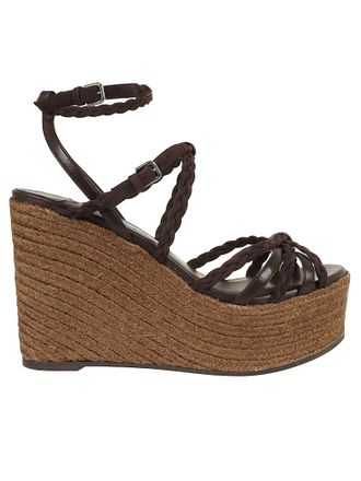 Jimmy Choo London Woven Intrecciato Sandal with 100 mm Wedge