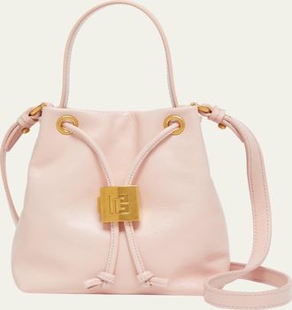 Balmain Pulse Leather Drawstring Bucket Bag