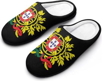 Generic Coat of Arms of Portugal Slippers Men Winter Warm Cotton Anti-Slip Indoor Slip-Ons House Shoes