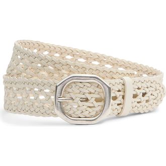 Rag & Bone Audrey Woven Leather Belt in Antique White at Nordstrom, Size Medium