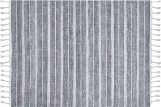 Beliani Beliani - Alfombra Gris Claro Blanco 140 X 200 Cm Pl&aacute;stico Reciclado Patr&oacute;n A Rayas Bademli