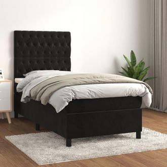 vidaXL Vidaxl - Cama Box Spring Con Colch&oacute;n Cuero Sint&eacute;tico Negro 90x190 Cm