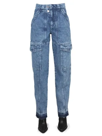 Isabel Marant Medium Blue Vayoneo Cotton Cargo Jeans