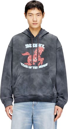 Diesel Hoodie tie-dye with horse graphic print - Sweaters - Man - Grey