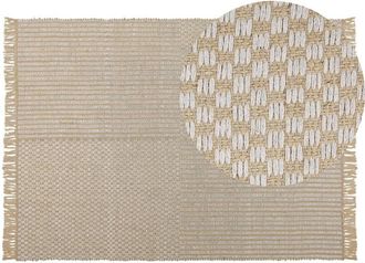 Beliani Beliani - Alfombra de pasillo beige algodón yute con flecos 140 x 200 cm tejida a mano boho pasillo dormitorio Adabag