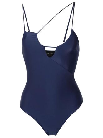 Gloria Coelho asymmetric-neckline swimsuit - women - Polyamide/Spandex/Elastane - PP - Blue