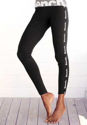 Bench Leggings BENCH. LOUNGEWEAR, Damen, Gr. 32/34, N-Gr, schwarz, Jersey, Obermaterial: 95% Baumwolle, 5% Elasthan, unifarben, Basic, eng lang, Hosen Leggi