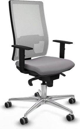 Piqueras y Crespo Piqueras Y Crespo - Horna sincro malla blanca similpiel gris brazos 1D base aluminio ruedas 65mm engomadas