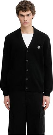 Maison Kitsun&eacute; Fox Head Lamswol Comfort Vest - Heren - Vesten - Zwart - S - Wol - Truien & Vesten