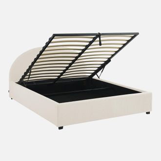 Sweeek Cama Con Somier Abatible Y Cabecero 160x200cm, Acabado En Borreguito