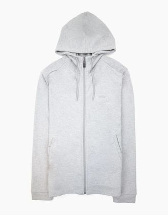 HUGO BOSS Mens Hugo Boss Saggy Curved Logo Zip Up Hoody Gray 059 - Size: 38