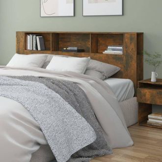 vidaXL Headboard Cabinet Smoked Oak 200x18.5x104.5 cm Vidaxl