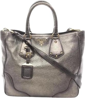 Prada Pre-owned Tote Bags, female, Gray, Size: ONE SIZE Pre-owned Bn1346 Leather Handbag