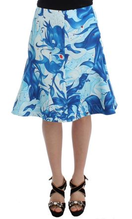 KOONHOR Elegant Fresco-Print Knee-Length Womens Skirt