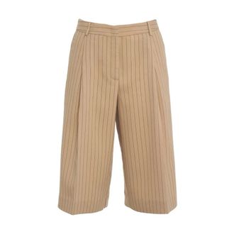 Kaos Pinstripe Bermuda Shorts - Dames - Korte Broeken - Beige - XS - Leer - Korte Broeken