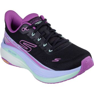 Skechers Performance Max Cushioning Propulsion Textile WoMens Black/Purple Trainers - Size UK 8