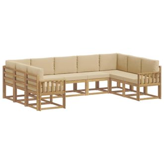 vidaXL Conjunto De Sof&aacute;s De Exterior Con Coj&iacute;n 9 Pcs Y Beige Vidaxl