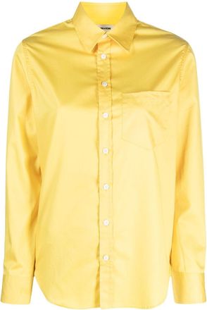 Zadig&Voltaire Taskiz slogan-embroidered cotton shirt - women - Cotton - L - Yellow