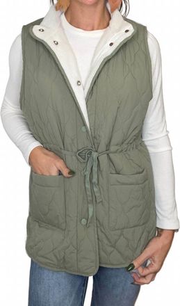 Staccato Remy Reversible Quilted Vest In Olive