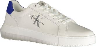 Calvin Klein Leather with Contrast Heel Sneaker - White