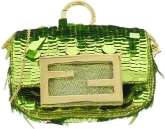 Fendi Pre-owned Mini Bags, female, Green, Size: ONE SIZE Pre-owned Nano Baguette Sequin Bag Charm