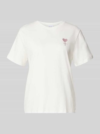 Vila T-Shirt mit Rundhalsausschnitt Modell SYBIL EMPOWERMENT in Offwhite, Gr&ouml;&szlig;e XS