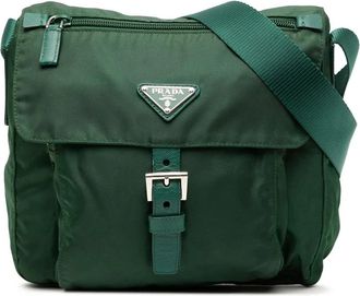 Prada 2013-2025 Tessuto Zip Buckle Messenger Bag crossbody bag - Verde