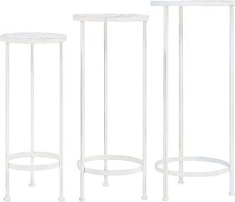 vidaXL Vidaxl - Set De Soportes Para Plantas Estilo Vintage 3 Uds Metal Blanco