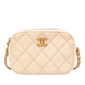 Chanel Pre-owned Camera Bag - Dames - Pre-owned - Beige - Maat: ONE Size Leer