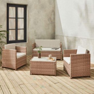 Sweeek Sweeek - Salotto da giardino in resina intrecciata, 4 posti