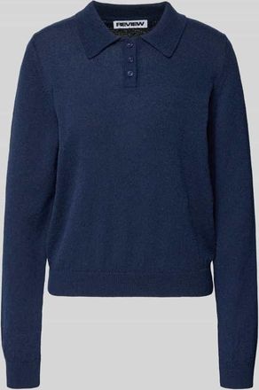 Review Lang&auml;rmliger Polo-Strickpullover aus Boucl&eacute;-Garn in Dunkelblau, Gr&ouml;&szlig;e XL