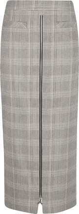 Patrizia Pepe Classic Plaid Polyester-Blend Midi Skirt