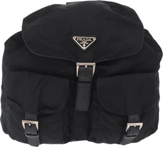 Prada Double Front Pocket Backpack Tessuto Black Nylon Backpack Bag (Pre-Owned)