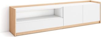 Skraut Home Mueble tv efecto madera blanco y roble 208x37x50cm
