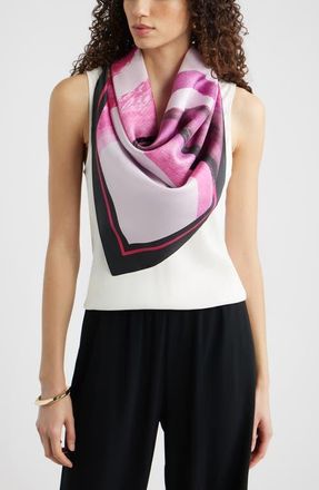 Nordstrom Printed Square Silk Scarf in Mustard Watercolor at Nordstrom