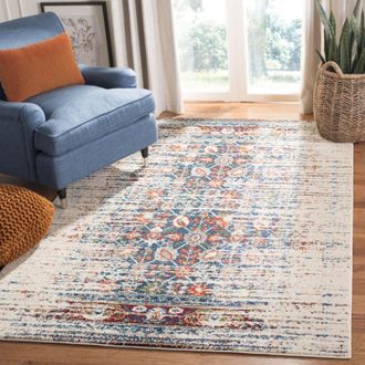 Safavieh Monaco Machine Made Area rug, Ivory / Blue Traditional Style Easy Care