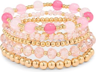 Nordstrom Rack Assorted 5-Pack Stretch Bracelets in Blush- Gold at Nordstrom Rack