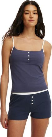 Cotton On Womens Dreamy Soft Henley Cami in Steely Blue Coconut Milk at Nordstrom, Size X-Large